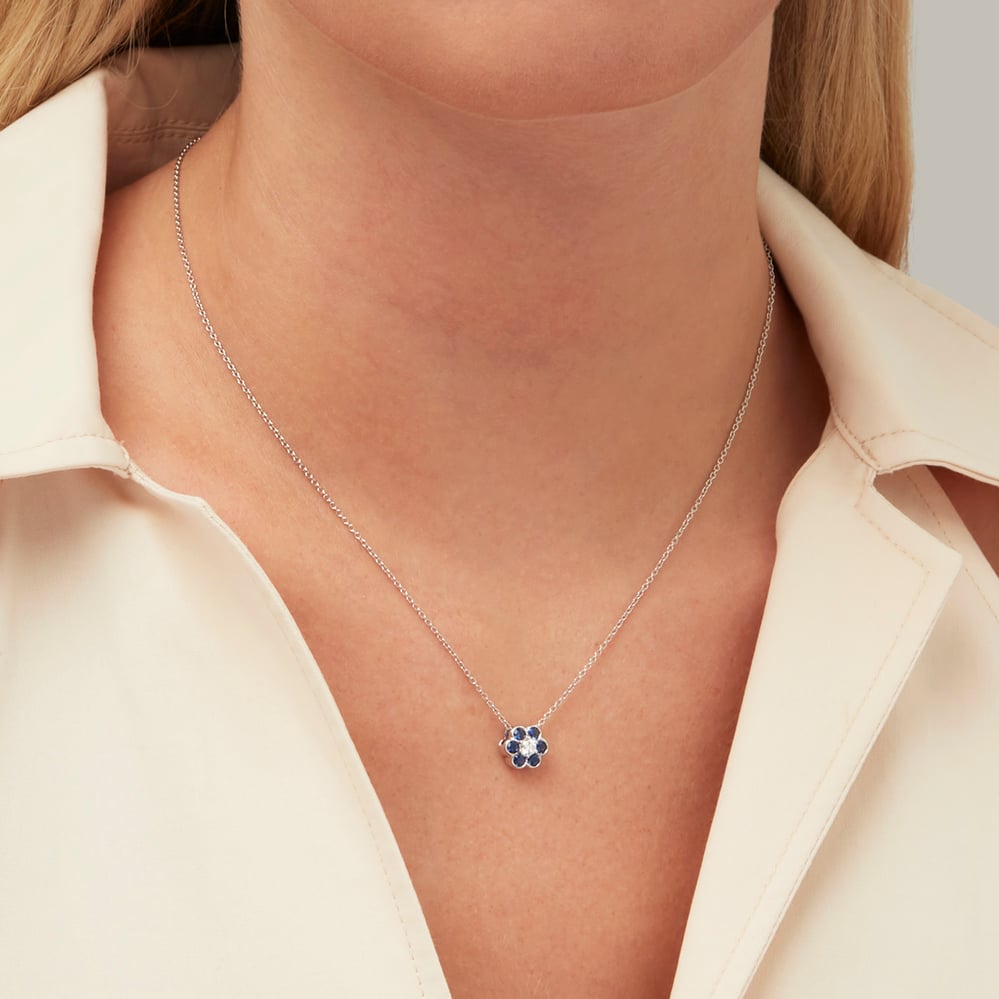 Athena Cluster Pendant Necklace 0.12ct Diamond