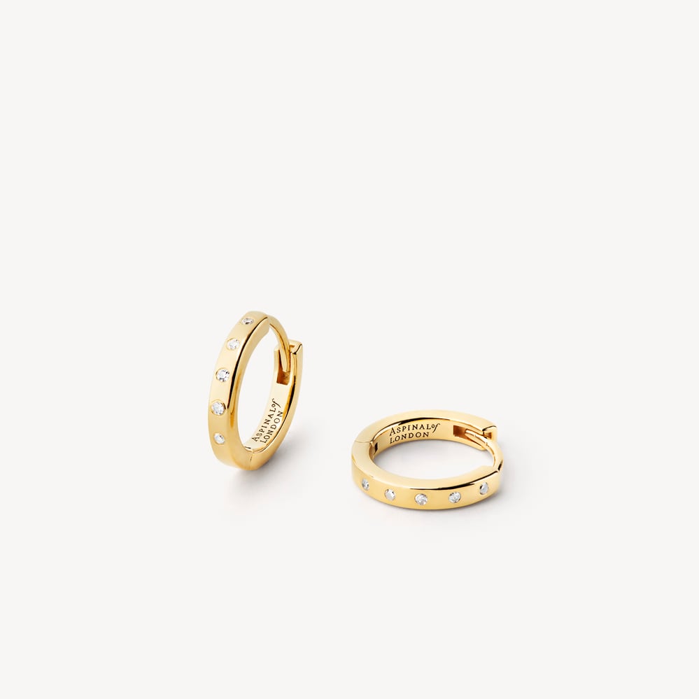 Diamond Starlight Huggie Earrings Diamonds & 18ct Gold Vermeil