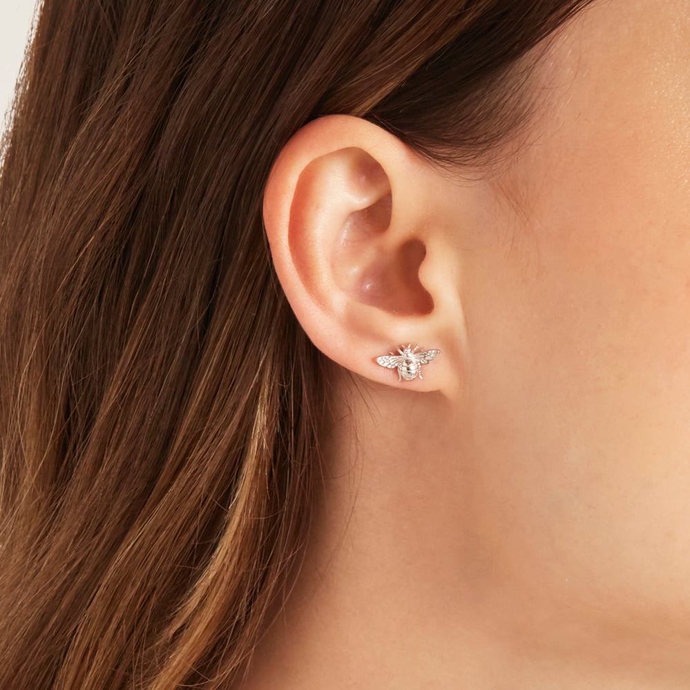 Bee Stud Earrings Sterling Silver 925
