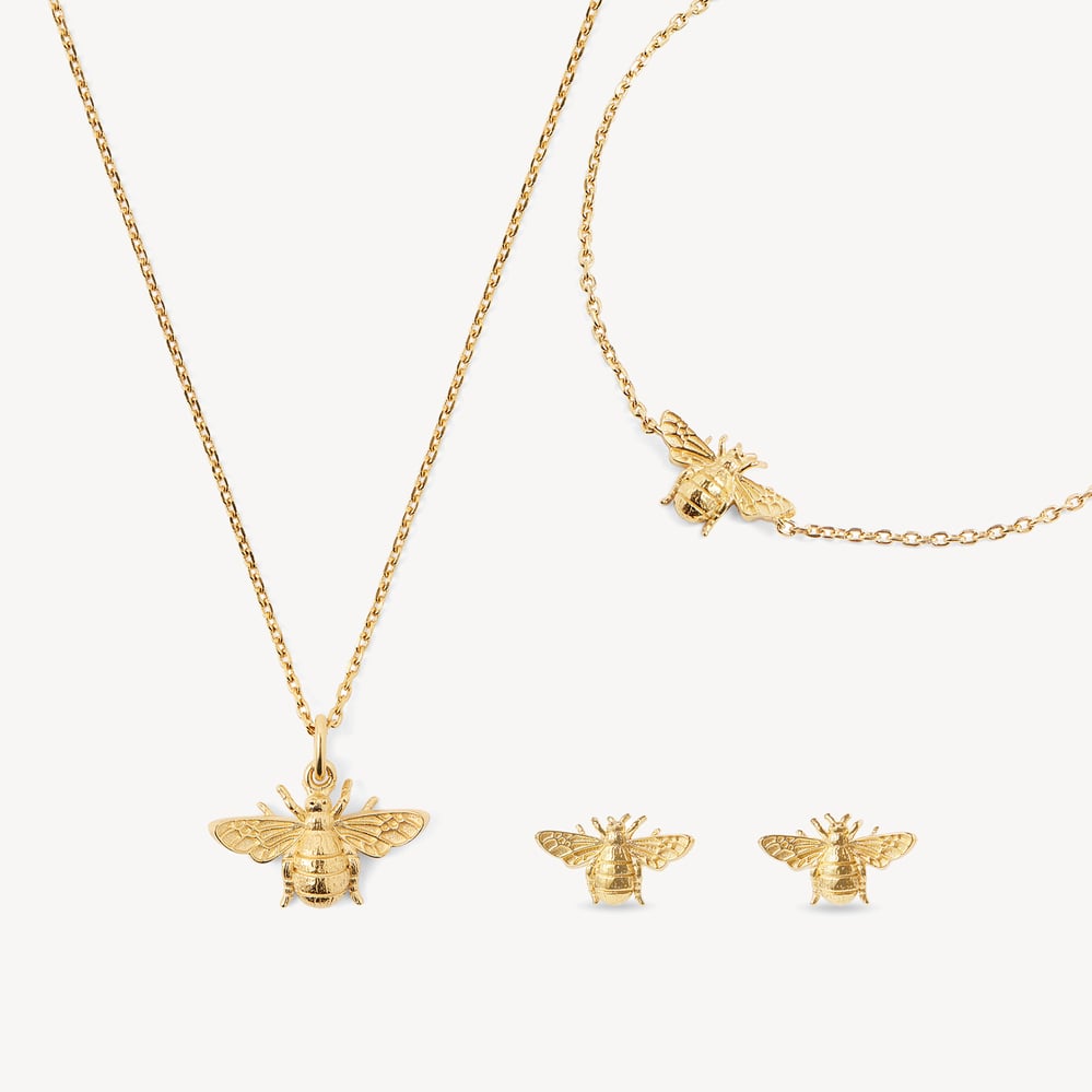 Bee Necklace, Bracelet & Earrings Set 18ct Gold Vermeil
