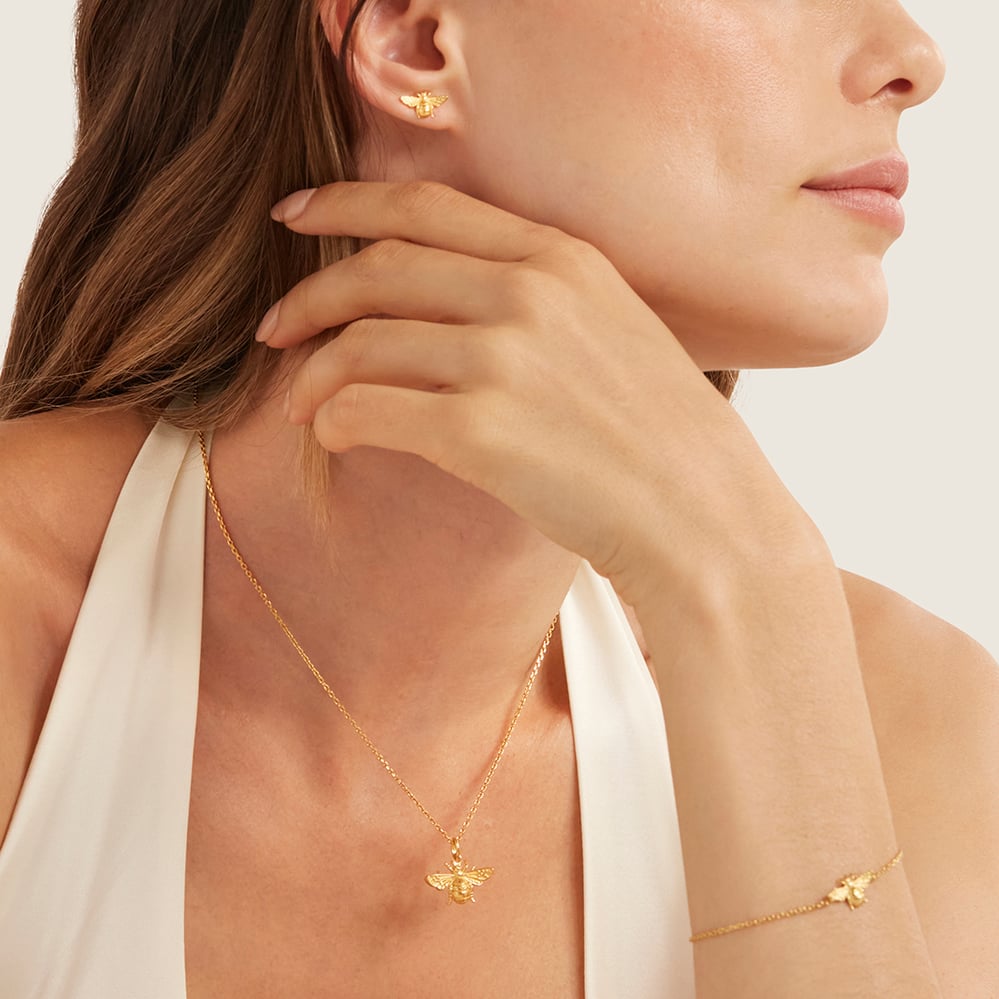 Bee Necklace, Bracelet & Earrings Set 18ct Gold Vermeil
