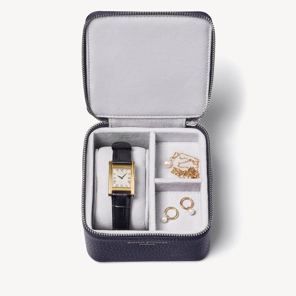 Travel Watch & Ring Box Navy Pebble