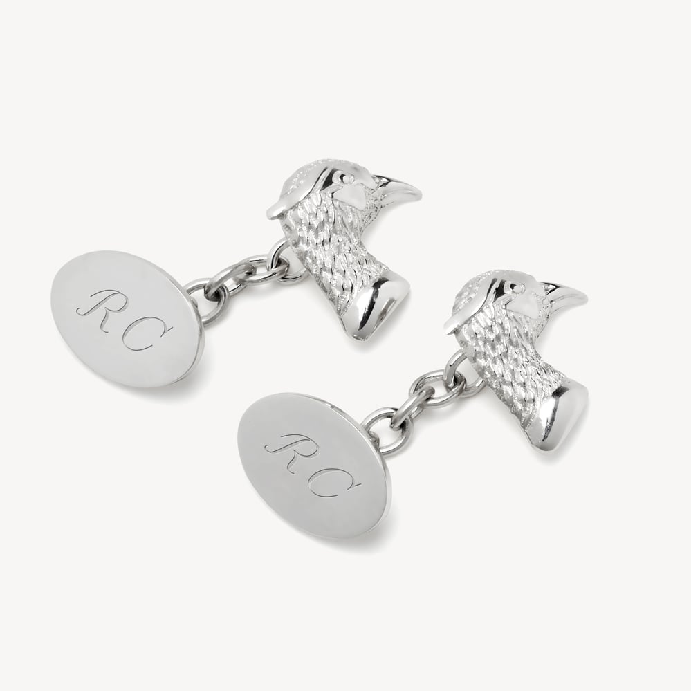 Pheasant Sterling Silver Personalised Cufflinks Sterling Silver 925