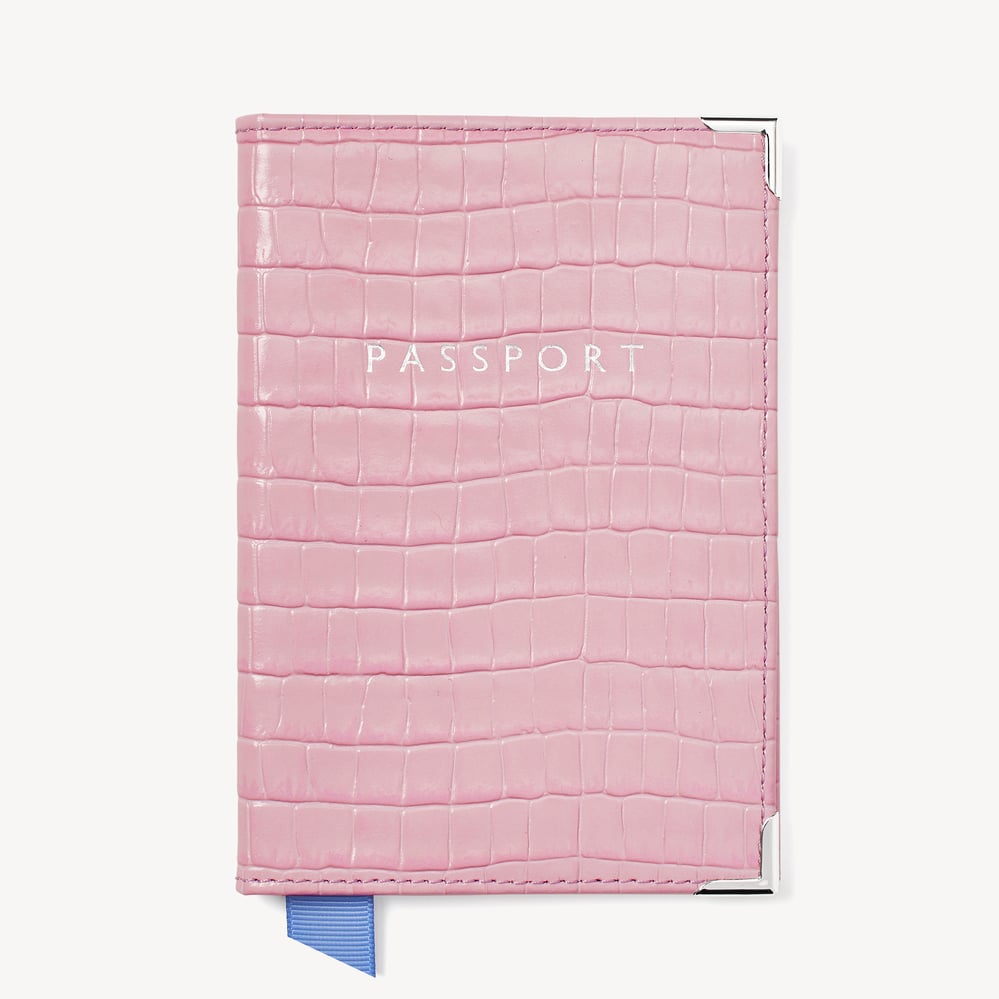 Passport Cover Deep Shine Powder Lilac Small Croc