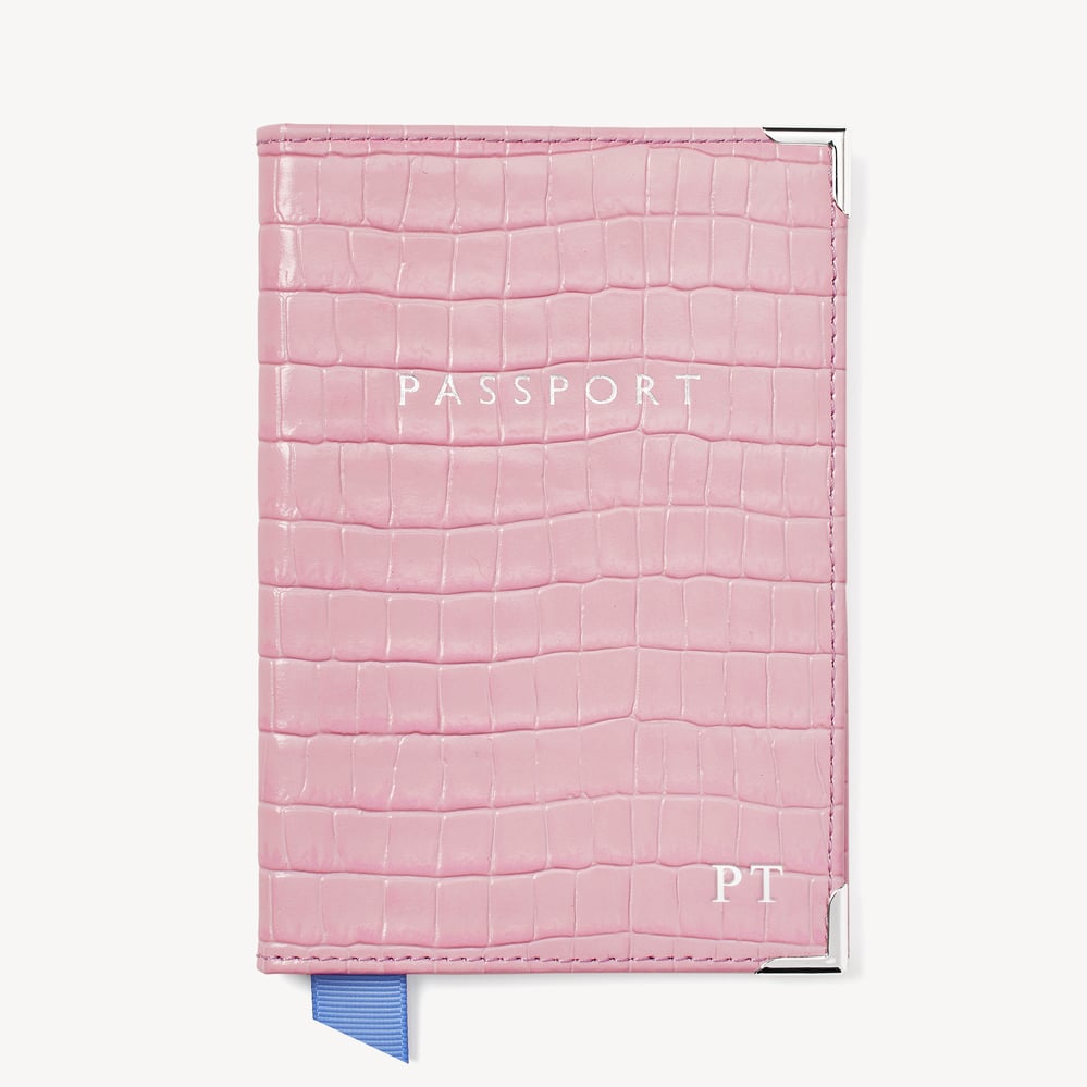 Passport Cover Deep Shine Powder Lilac Small Croc