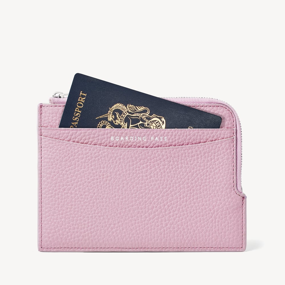 Zipped Travel Wallet Powder Lilac Pebble