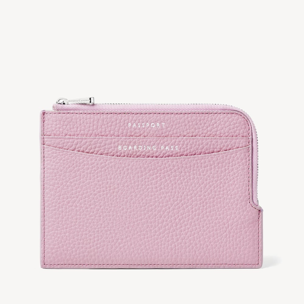 Zipped Travel Wallet Powder Lilac Pebble