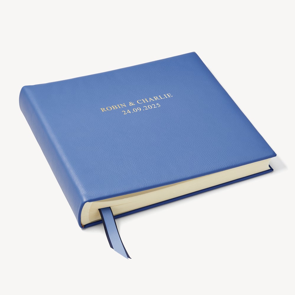 14-inch Leather Photo Album Capri Blue Pebble