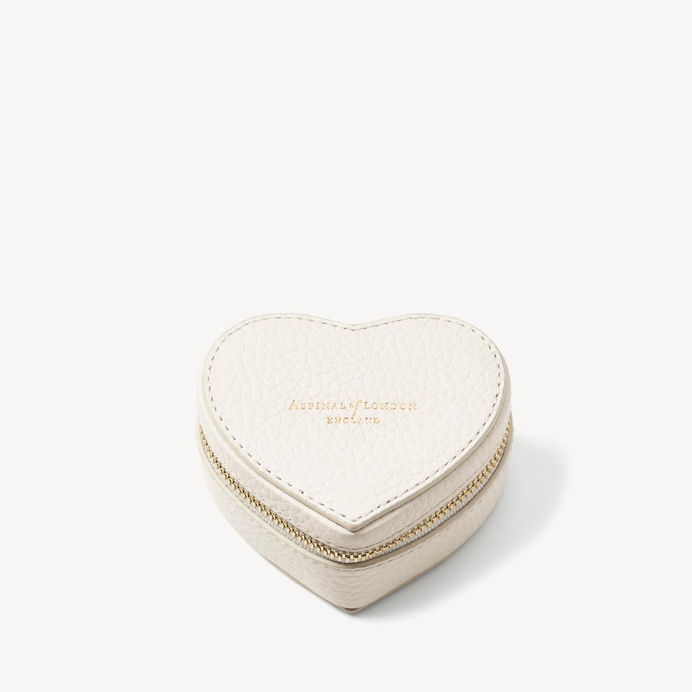 Heart Ring Box Ivory Pebble