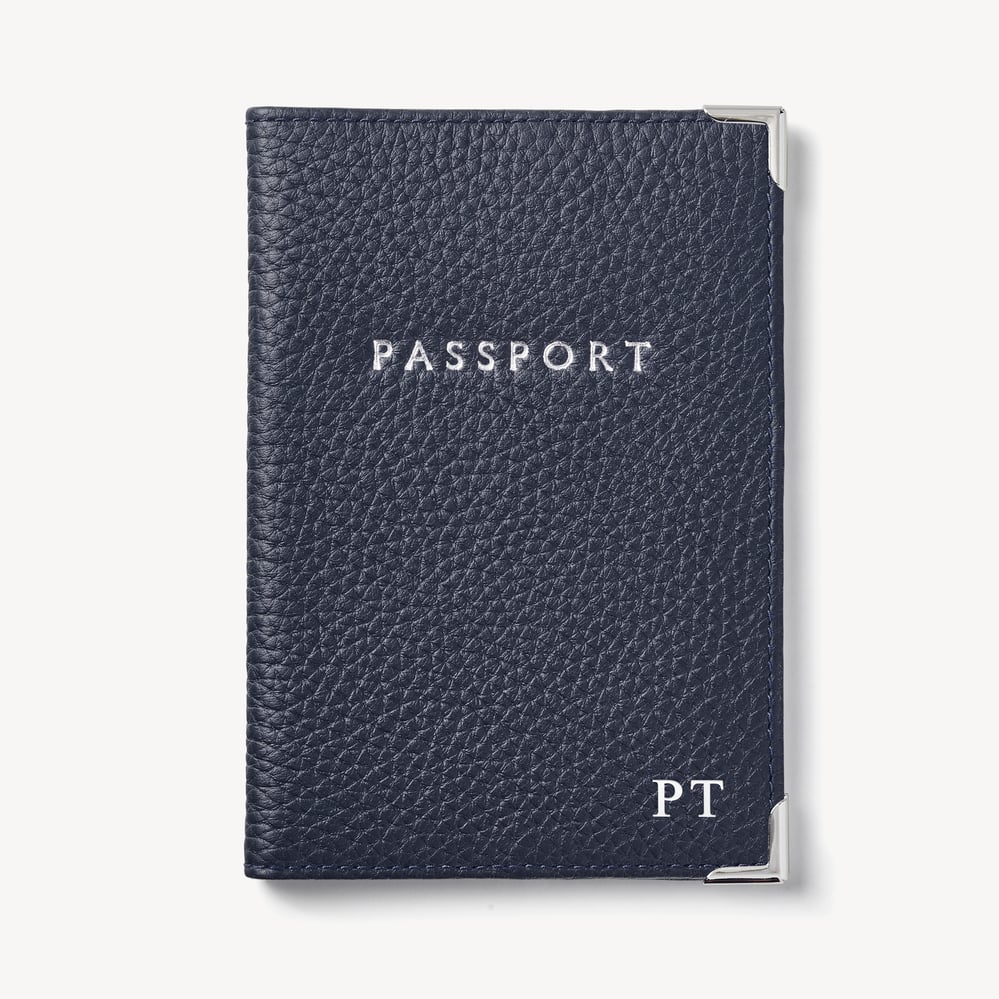 Passport Cover Navy Pebble