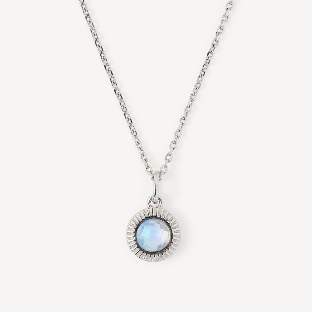 Gemstone Pendant Necklace Rainbow Moonstone & Sterling Silver 925