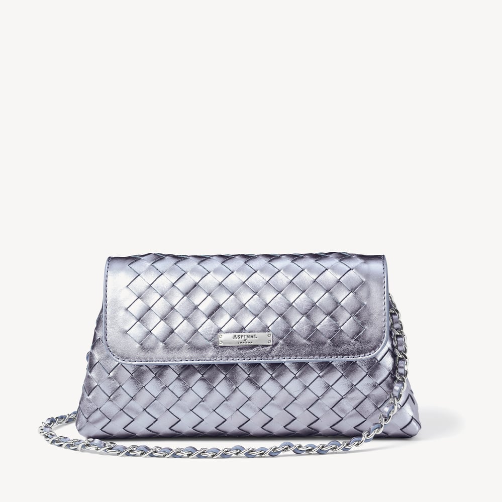 Sunrise Sunset Clutch Blue Metallic Woven Leather