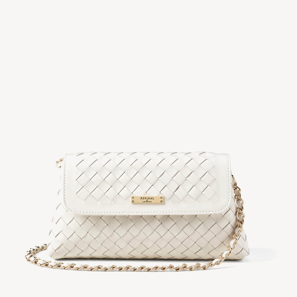 Sunrise Sunset Clutch Chalk White Woven Leather