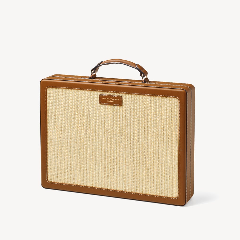 Raffia Backgammon Set Natural Raffia & Smooth Tan