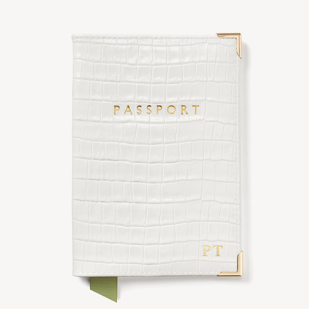 Passport Cover Deep Shine Chalk White Small Croc