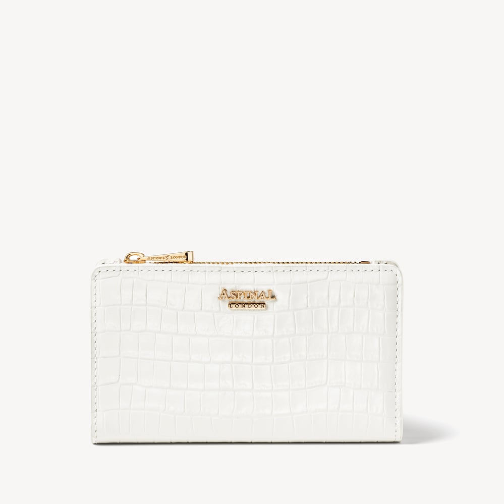Mayfair® Coin & Card Wallet Deep Shine Chalk White Small Croc