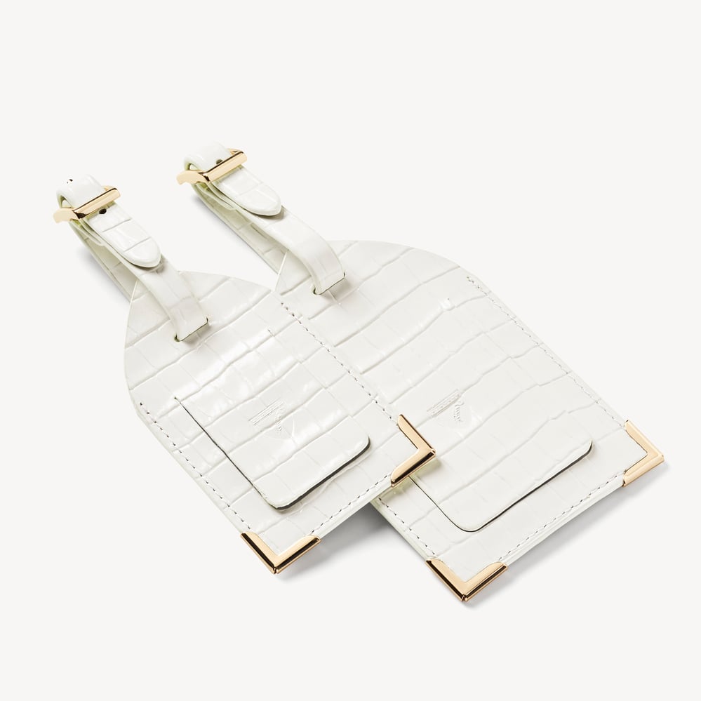 Set of 2 Luggage Tags Deep Shine Chalk White Small Croc