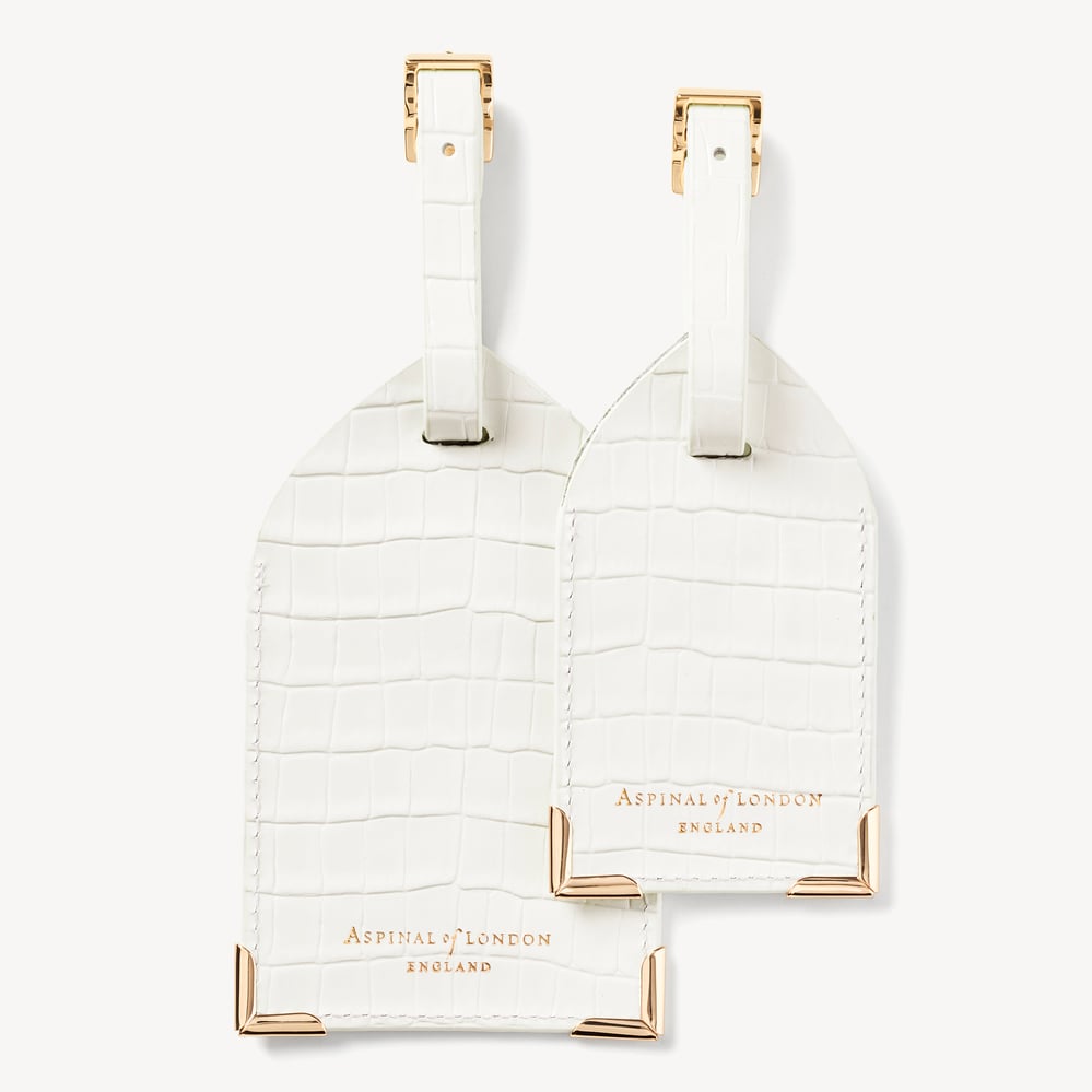 Set of 2 Luggage Tags Deep Shine Chalk White Small Croc