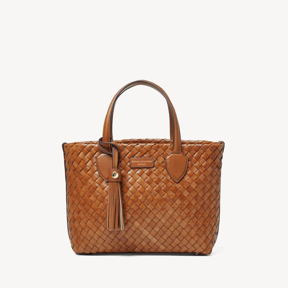 Small Island Tote Tan Woven Leather