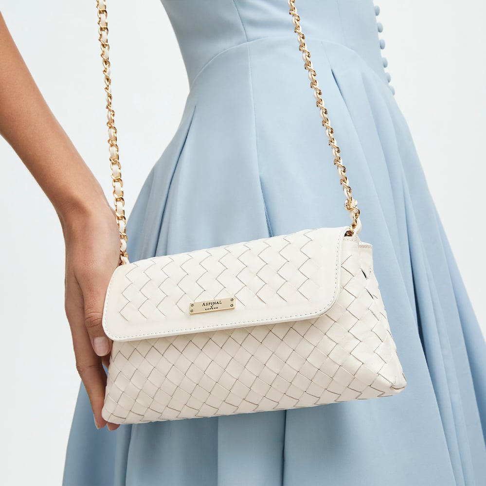 Sunrise Sunset Clutch Chalk White Woven Leather