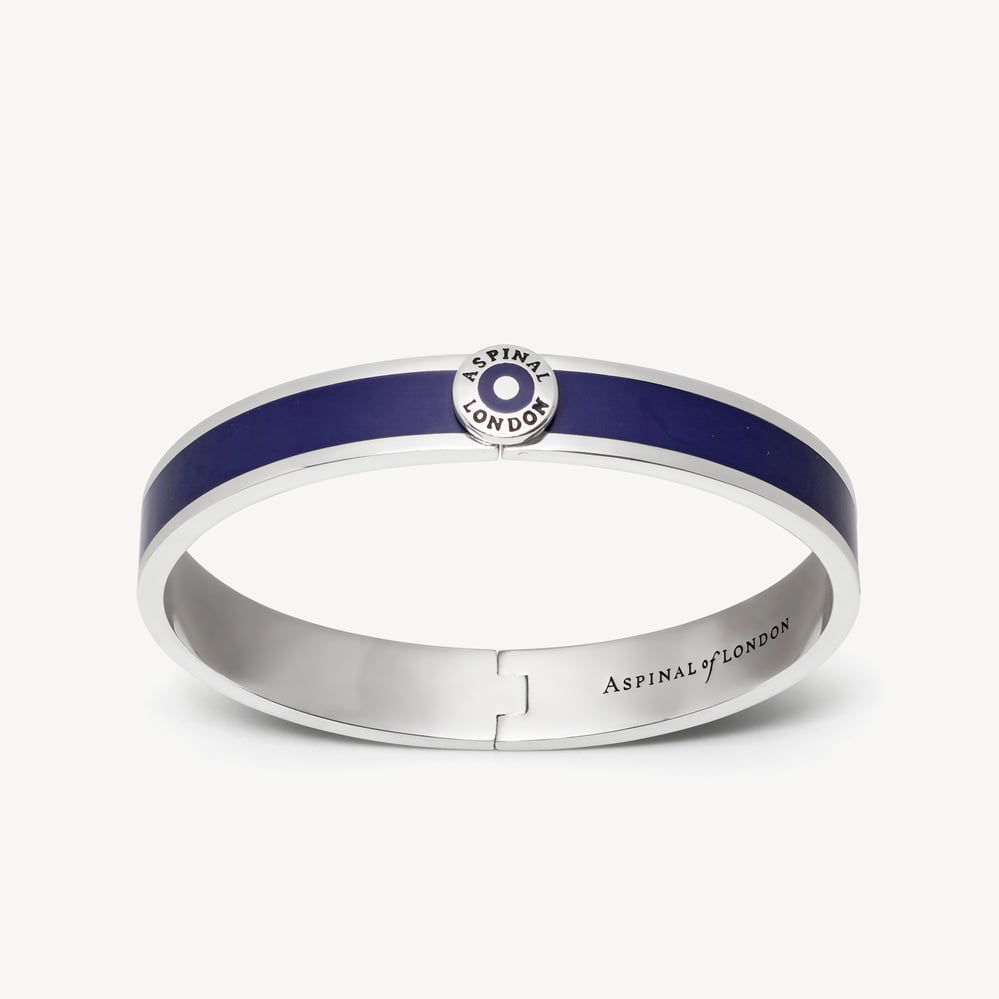 Enamel Bangle Navy Enamel & Palladium Silver Plated