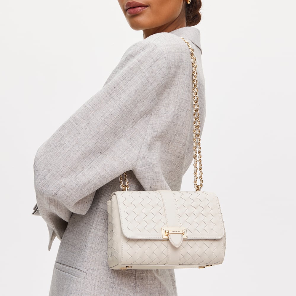 Lottie Chalk White Woven Leather