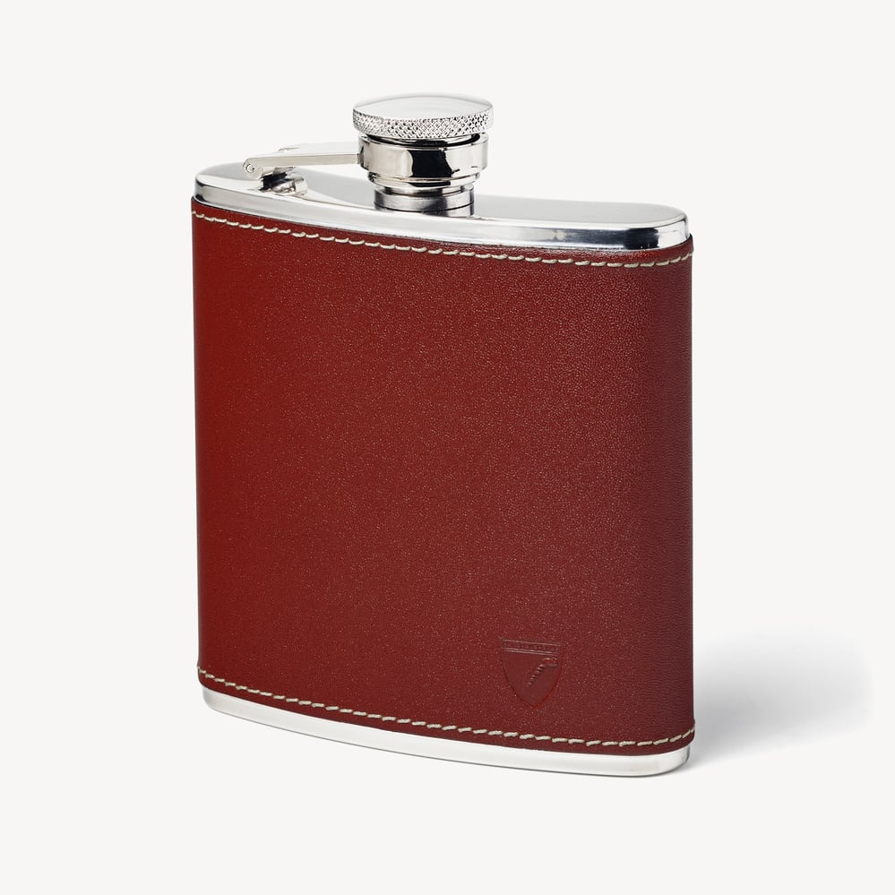 Classic 5oz Leather Hip Flask Smooth Cognac