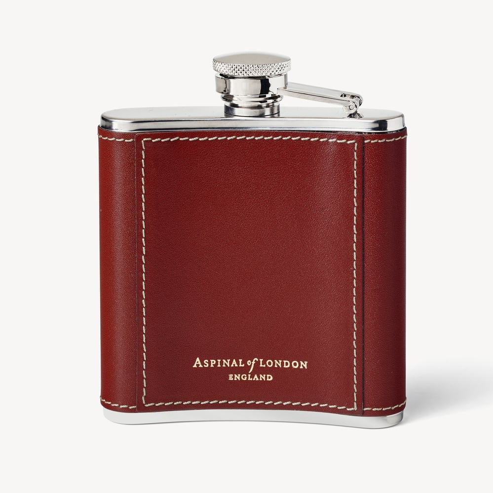Classic 5oz Leather Hip Flask Smooth Cognac