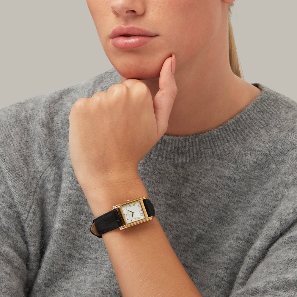 Mayfair® Classic Watch 23ct Gold Plated - Deep Shine Black Croc