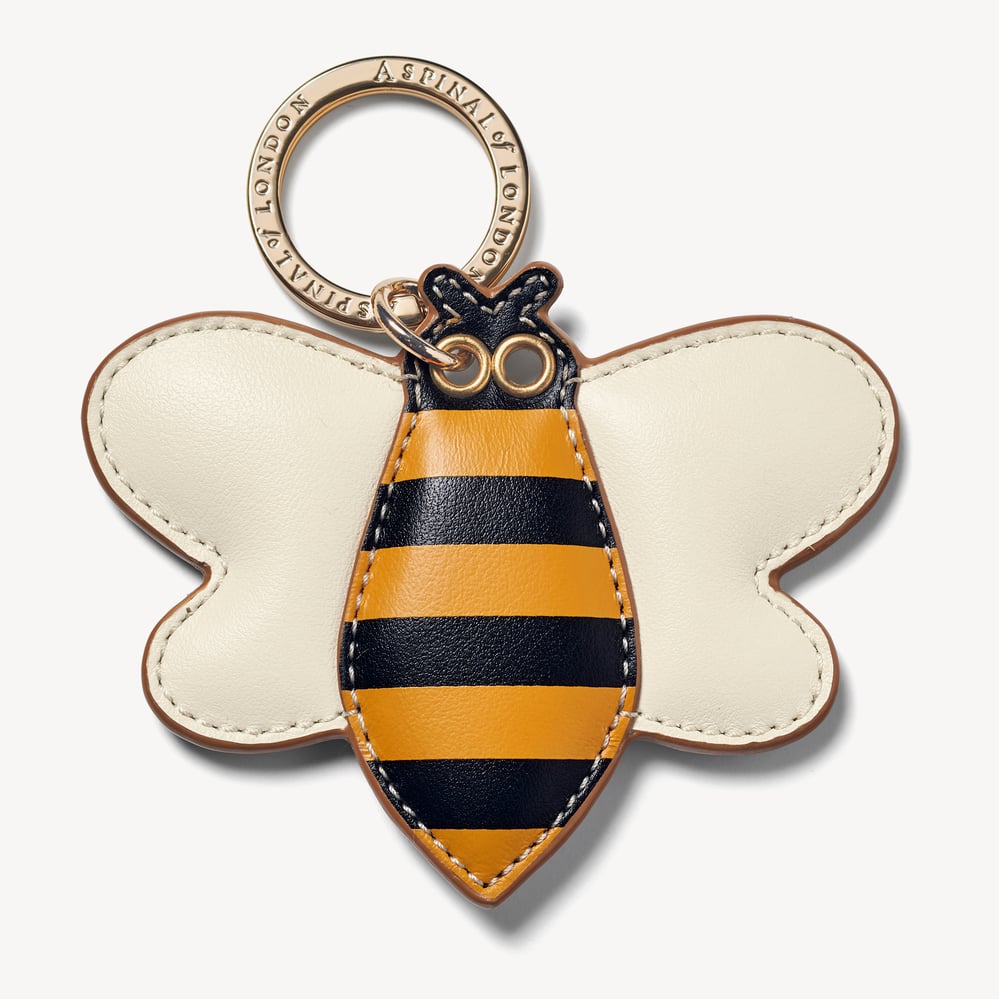 Bee Keyring Smooth Ivory, Black & Honey