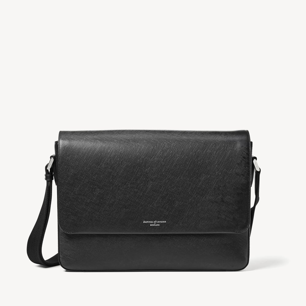 Slim Postman Messenger Black Saffiano