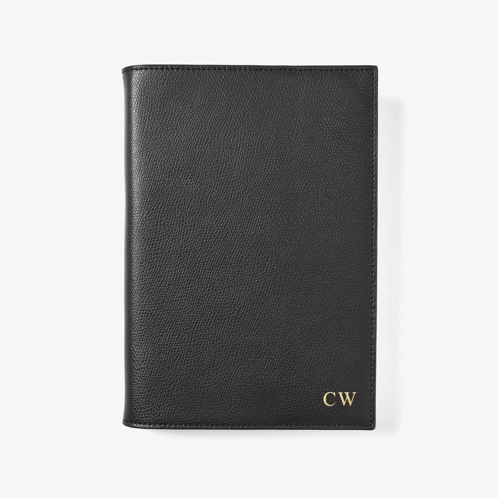 A5 Refillable Luxury Journal Black Soft Saffiano with Soft Suede Lining