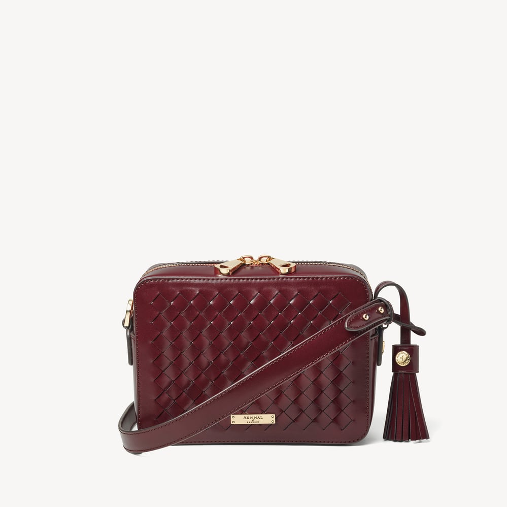 Camera Crossbody Merlot Woven Leather