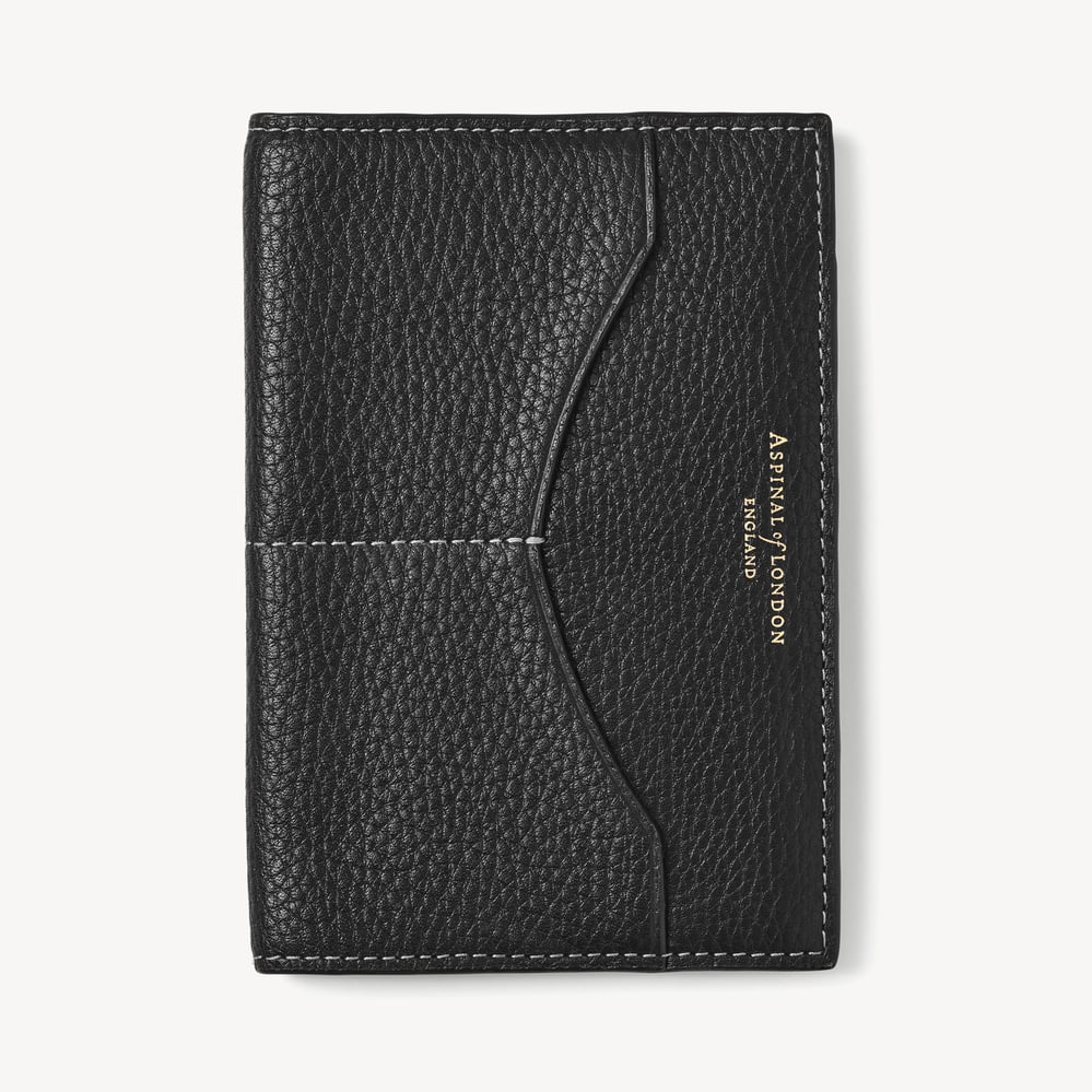 Hudson Passport Cover Black Milled Pebble