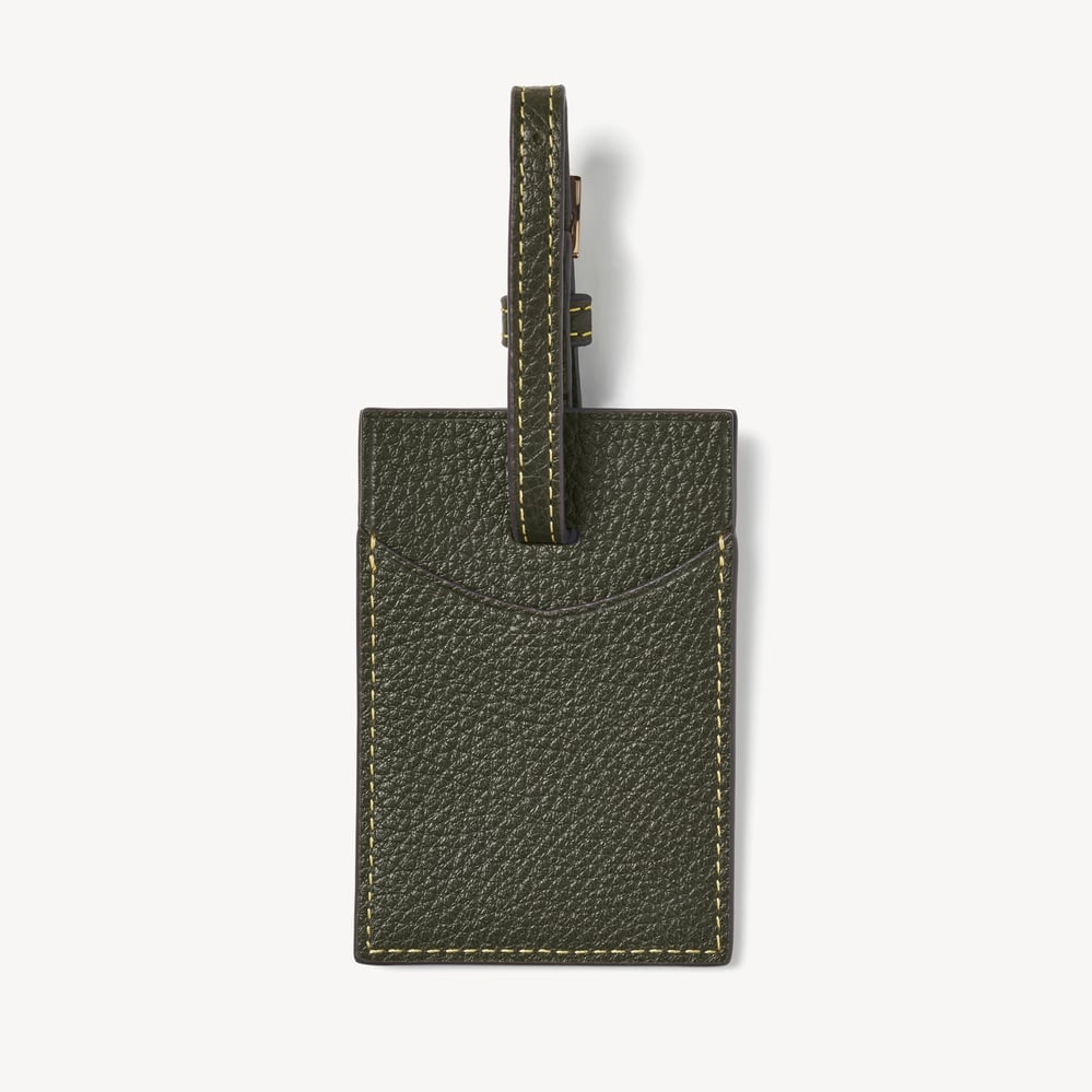 Hudson Luggage Tag Forest Green Milled Pebble