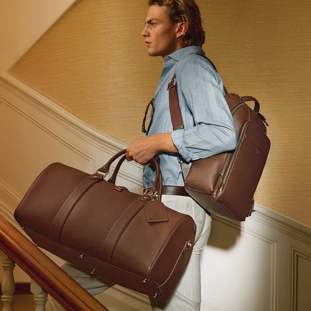 Boston Duffle Travel Bag Tobacco Pebble