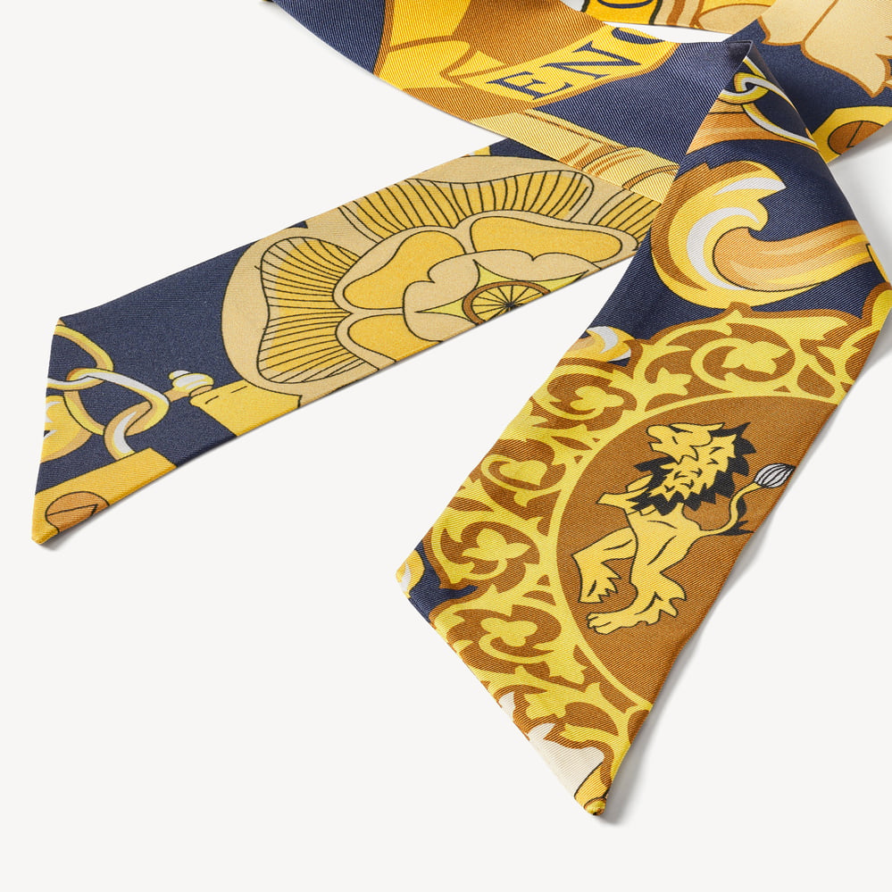 Skinny Silk Scarf Navy Pure Silk