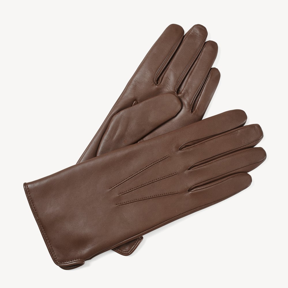 Women's Cashmere Lined Leather Gloves Saddle Tan Nappa