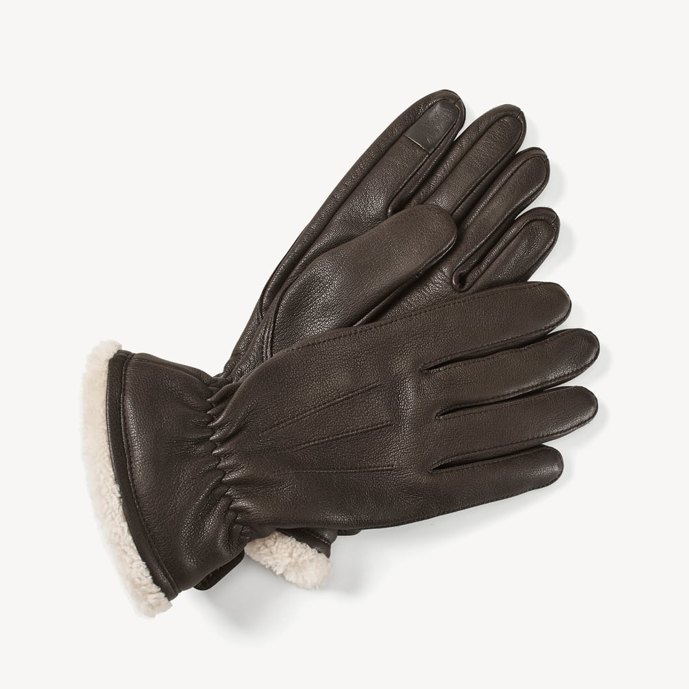 Women's Shearling Lined Leather Gloves Chocolate Deerskin