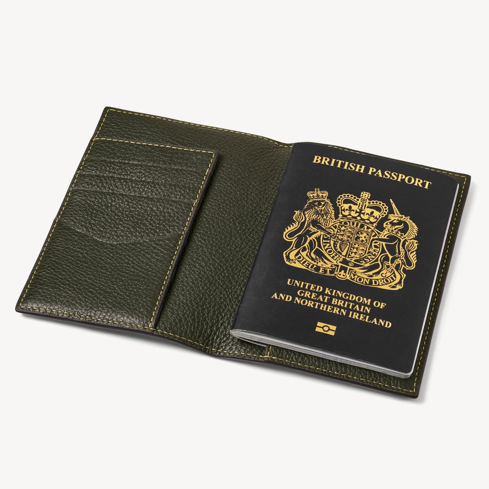 Hudson Passport Cover Forest Green Milled Pebble