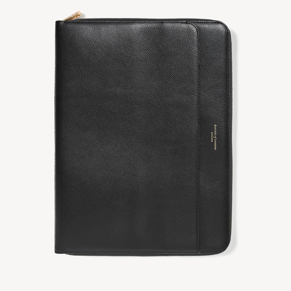 A4 Compact Organiser Padfolio Black Soft Saffiano