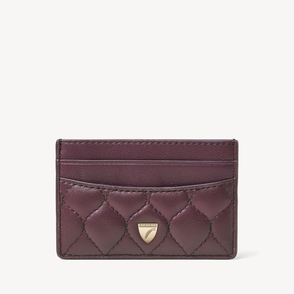 Slim Credit Card Holder Fig Quilted Nappa