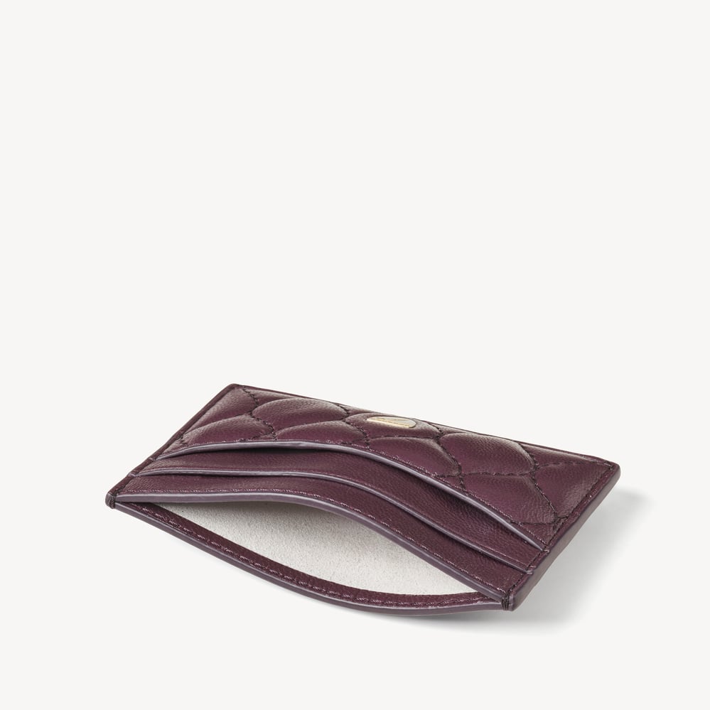 Slim Credit Card Holder Fig Quilted Nappa