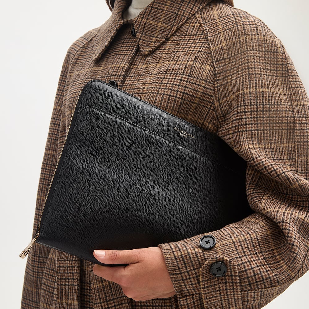A4 Compact Organiser Padfolio Black Soft Saffiano