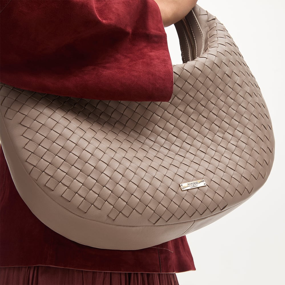 Soho Large Crescent Moleskin Woven Leather