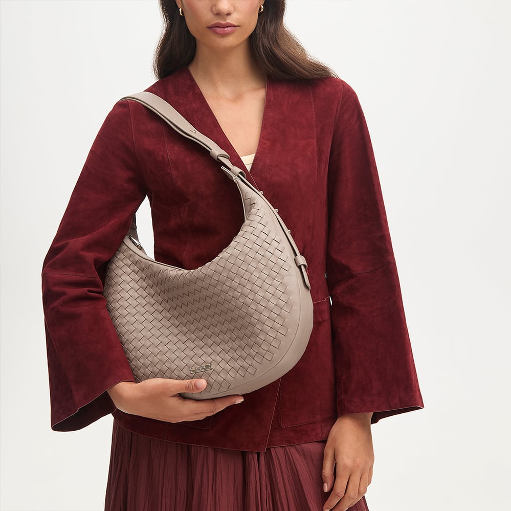 Soho Large Crescent Moleskin Woven Leather