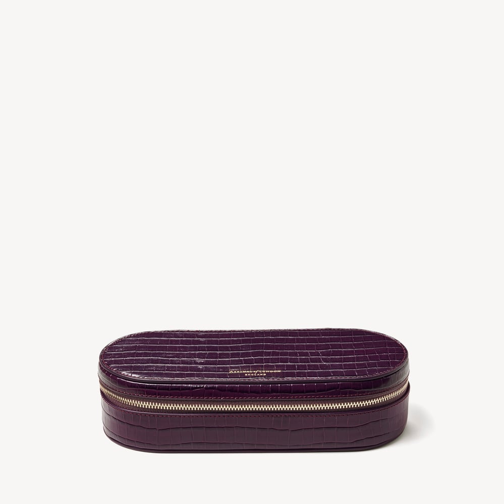 Jewellery & Watch Travel Case Deep Shine Fig Small Croc