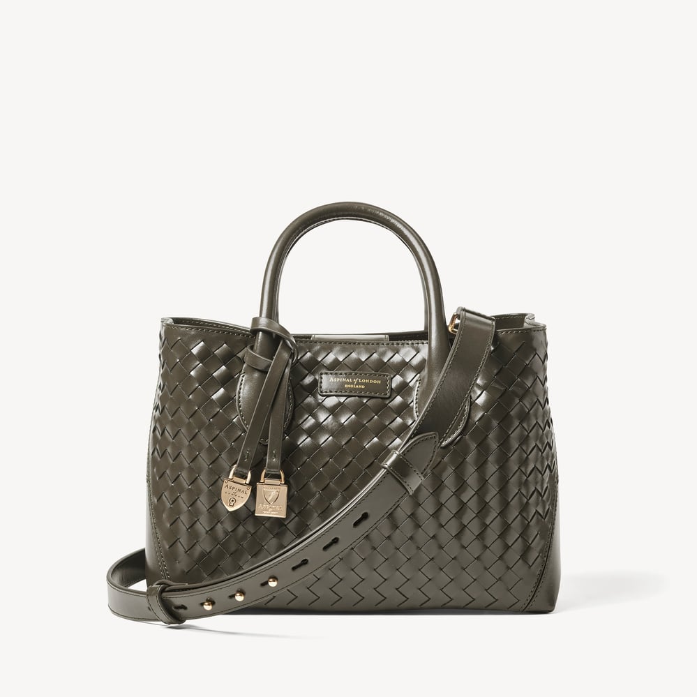 Midi London Tote Evergreen Woven Leather