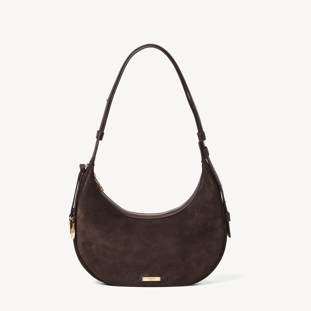 Soho Small Crescent Chocolate Suede