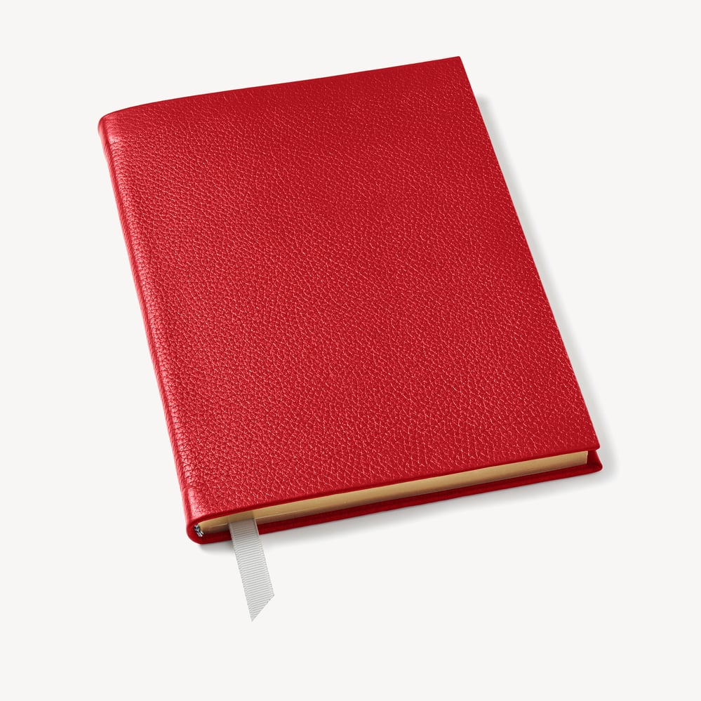 A5 Leather Bound Notebook Cardinal Red Pebble